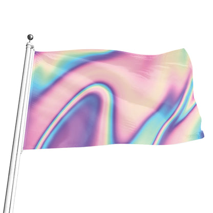 Pink And Teal Holographic Print Flag