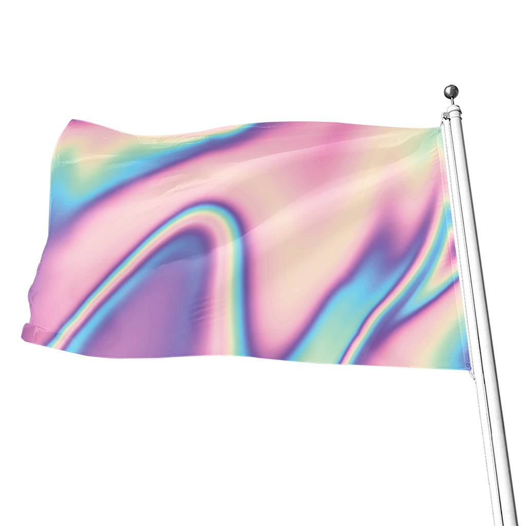 Pink And Teal Holographic Print Flag