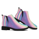 Pink And Teal Holographic Print Flat Ankle Boots