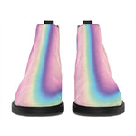 Pink And Teal Holographic Print Flat Ankle Boots