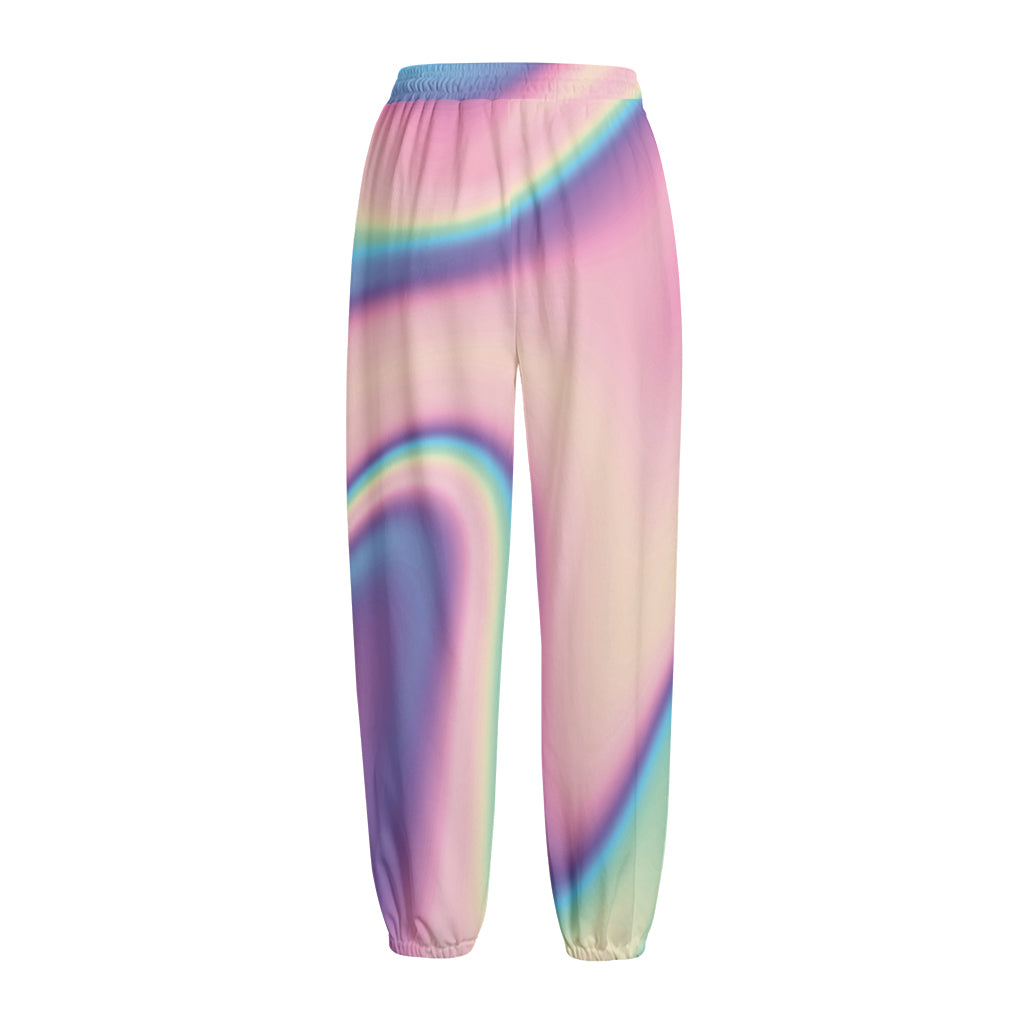 Pink And Teal Holographic Print Fleece Lined Knit Pants