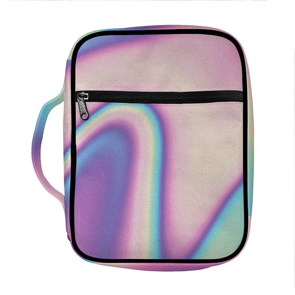 Pink And Teal Holographic Print Front Pocket Bible Bag