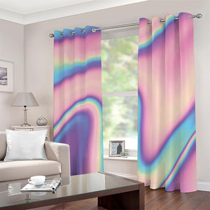 Pink And Teal Holographic Print Grommet Curtains