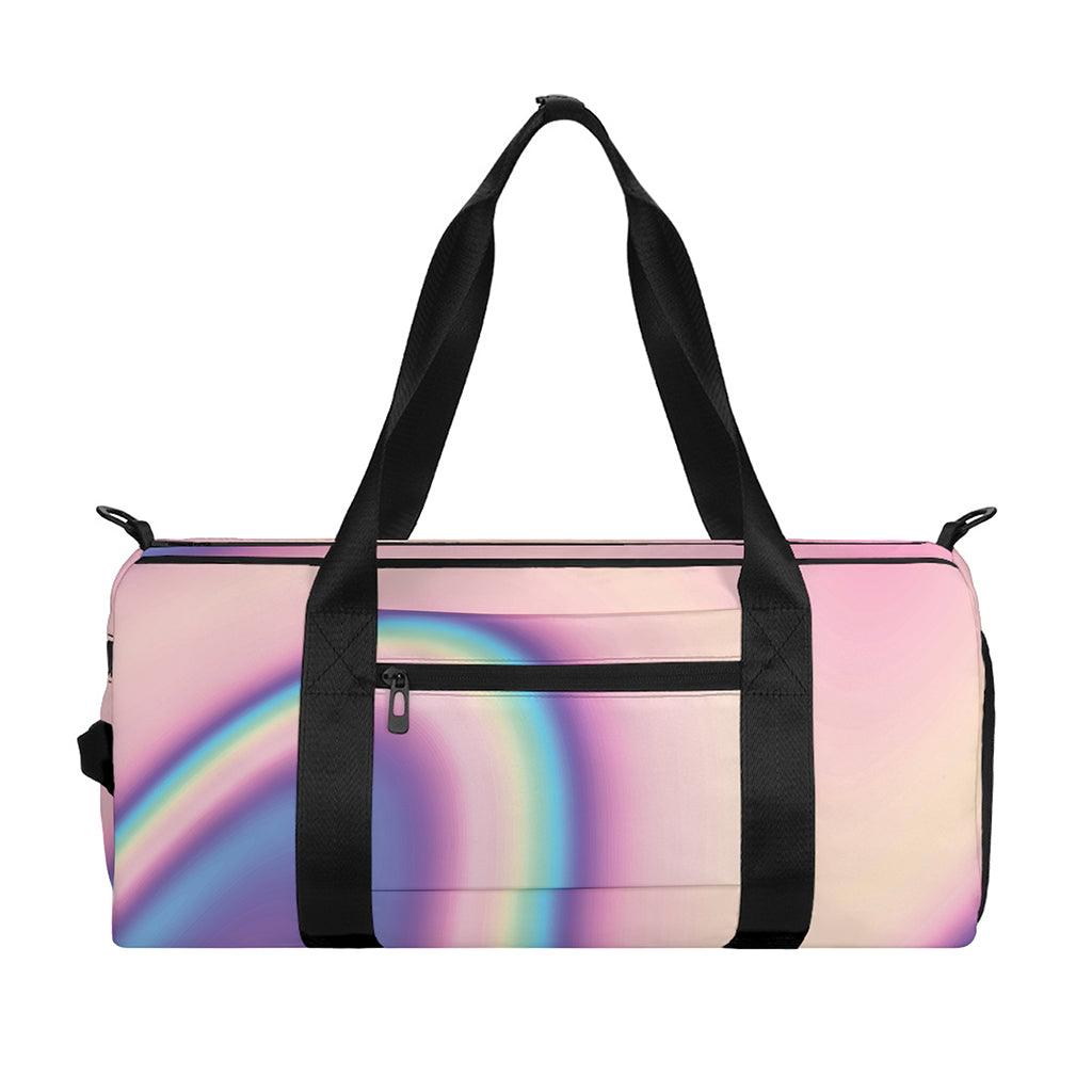 Pink And Teal Holographic Print Gym Bag