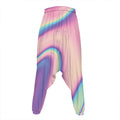 Pink And Teal Holographic Print Hammer Pants