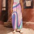 Pink And Teal Holographic Print Harem Pants