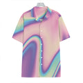 Pink And Teal Holographic Print Hawaiian Shirt