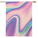 Pink And Teal Holographic Print House Flag