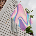 Pink And Teal Holographic Print House Flag