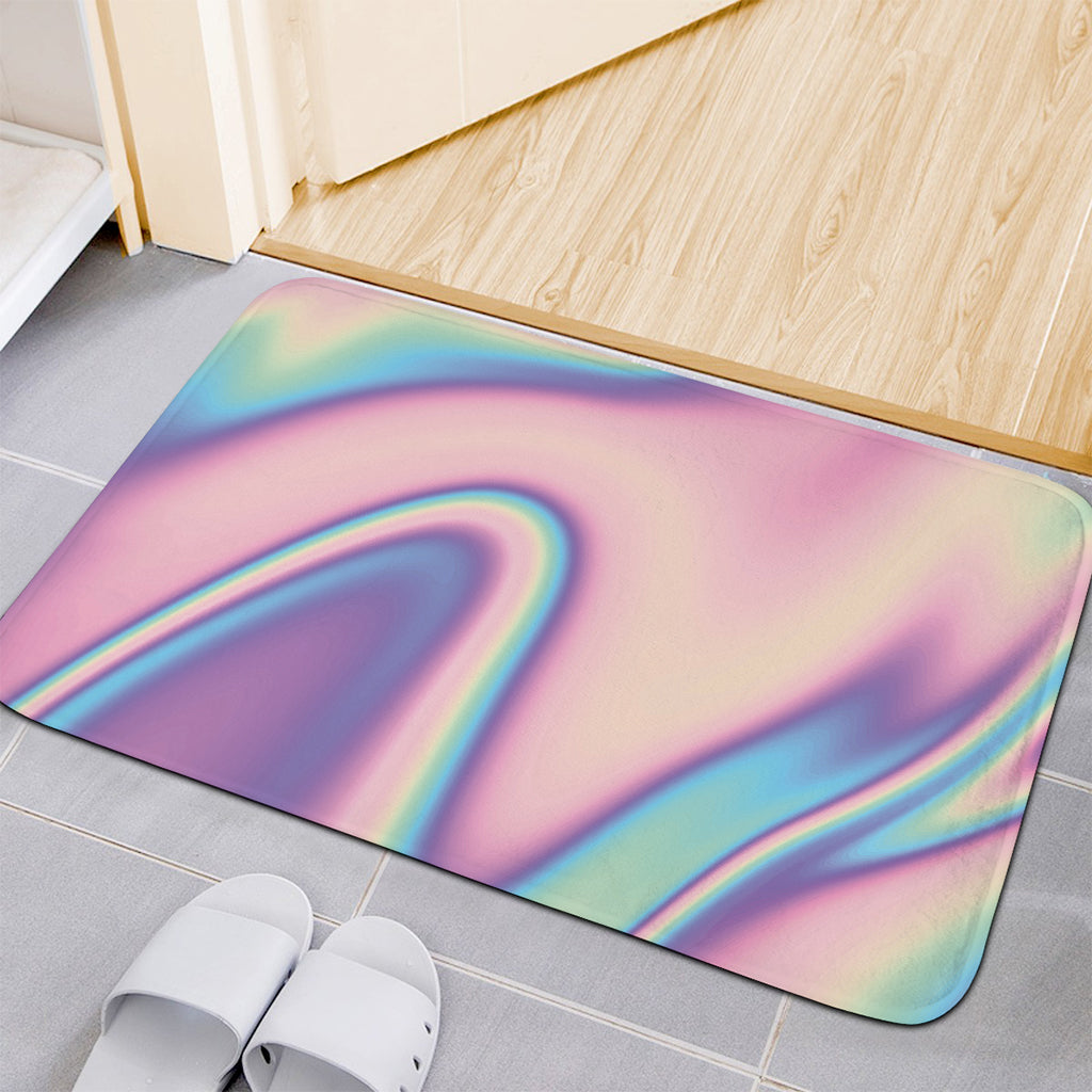 Pink And Teal Holographic Print Indoor Door Mat