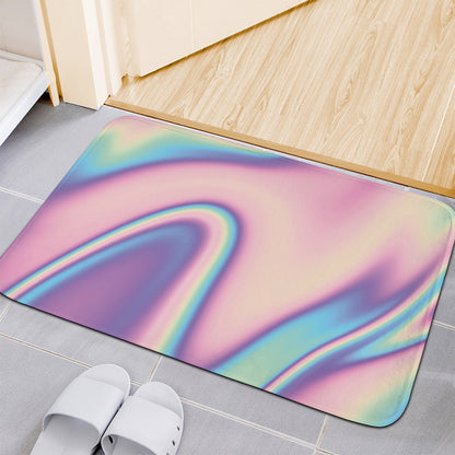 Pink And Teal Holographic Print Indoor Door Mat