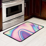 Pink And Teal Holographic Print Kitchen Mat