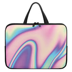 Pink And Teal Holographic Print Laptop Sleeve With Handle