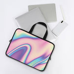 Pink And Teal Holographic Print Laptop Sleeve With Handle