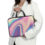 Pink And Teal Holographic Print Laptop Sleeve With Handle