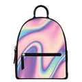 Pink And Teal Holographic Print Leather Backpack