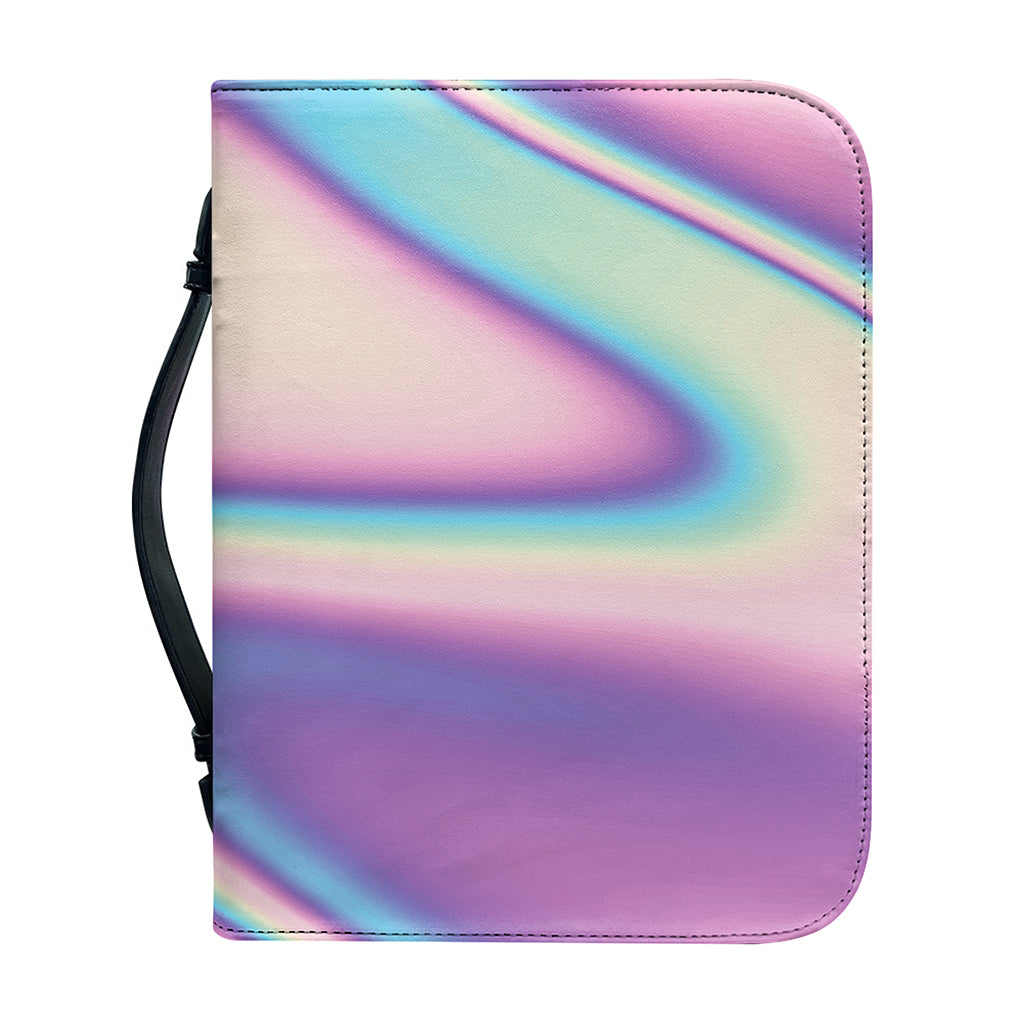 Pink And Teal Holographic Print Leather Bible Cover