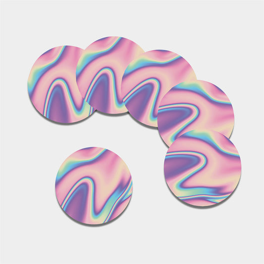 Pink And Teal Holographic Print Leather Coaster Set