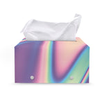 Pink And Teal Holographic Print Leather Tissue Box Cover