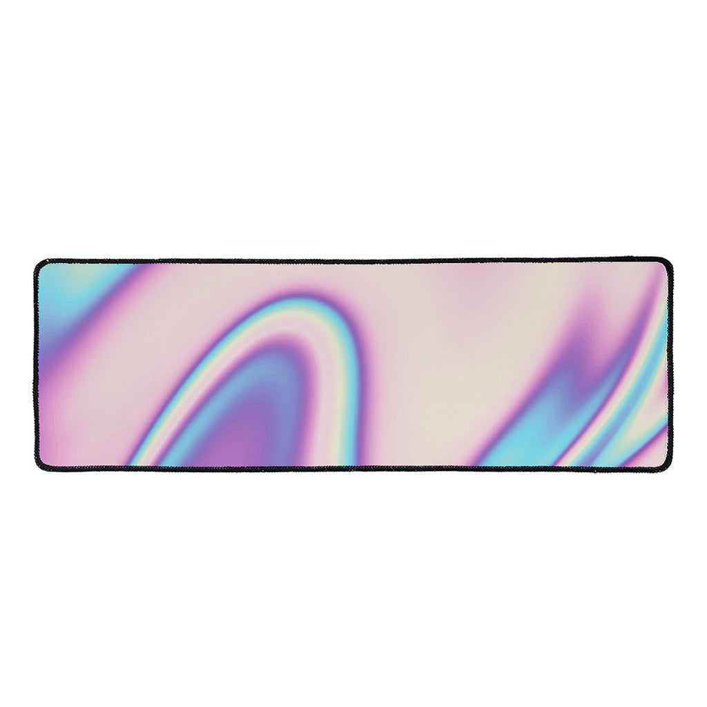 Pink And Teal Holographic Print Long Kitchen Mat
