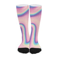 Pink And Teal Holographic Print Long Socks