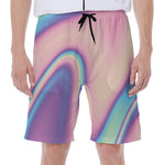 Pink And Teal Holographic Print Men's Beach Shorts