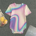 Pink And Teal Holographic Print Men's Bodysuit