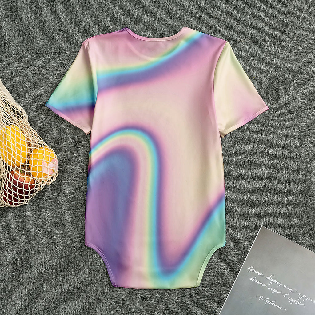 Pink And Teal Holographic Print Men's Bodysuit