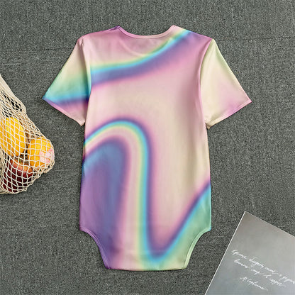 Pink And Teal Holographic Print Men's Bodysuit