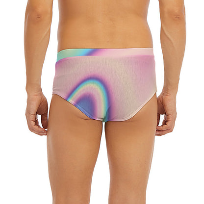 Pink And Teal Holographic Print Men's Briefs