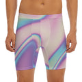 Pink And Teal Holographic Print Men's Long Boxer Briefs