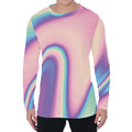 Pink And Teal Holographic Print Men's Long Sleeve T-Shirt