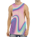 Pink And Teal Holographic Print Men's Muscle Tank Top