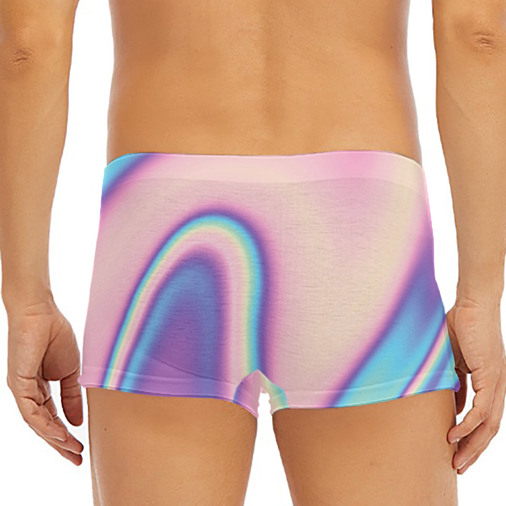 Pink And Teal Holographic Print Men's Short Boxer Briefs