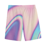 Pink And Teal Holographic Print Men's Sports Shorts