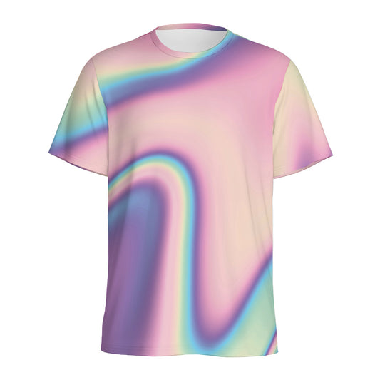 Pink And Teal Holographic Print Men's Sports T-Shirt