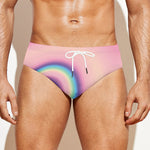 Pink And Teal Holographic Print Men's Swim Briefs