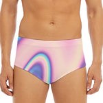 Pink And Teal Holographic Print Men's Triangle Swim Briefs