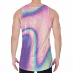 Pink And Teal Holographic Print Men's Velvet Tank Top