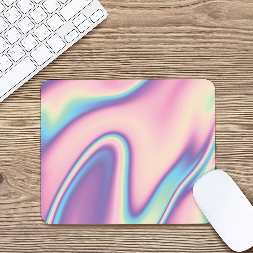 Pink And Teal Holographic Print Mouse Pad