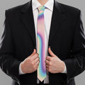 Pink And Teal Holographic Print Necktie