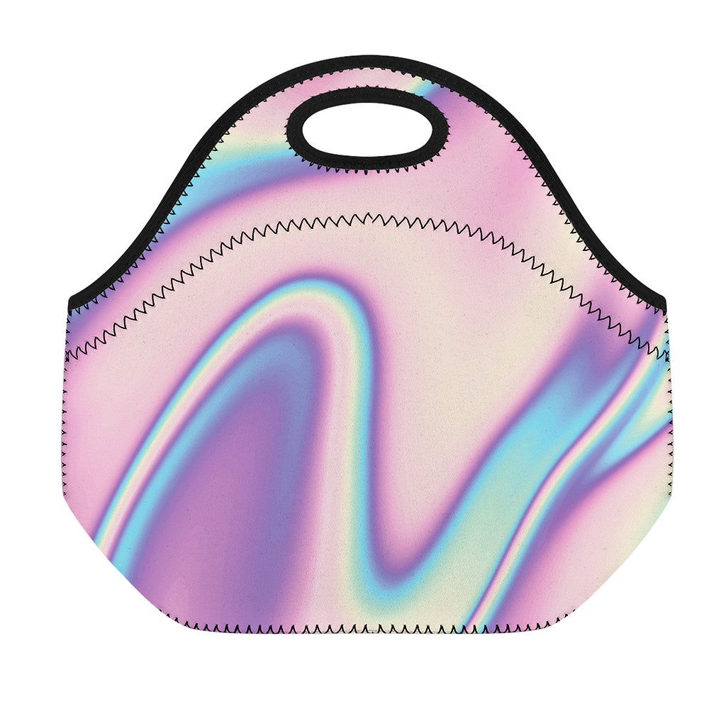 Pink And Teal Holographic Print Neoprene Lunch Bag