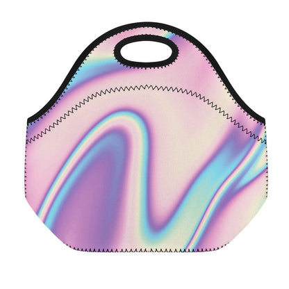 Pink And Teal Holographic Print Neoprene Lunch Bag