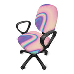 Pink And Teal Holographic Print Office Chair Cover