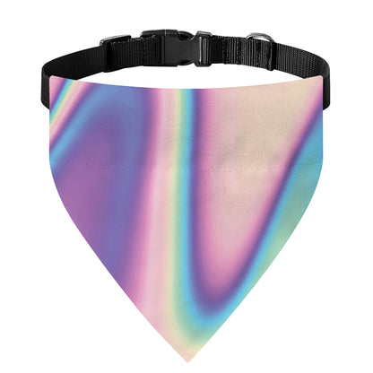 Pink And Teal Holographic Print Over The Collar Dog Bandana