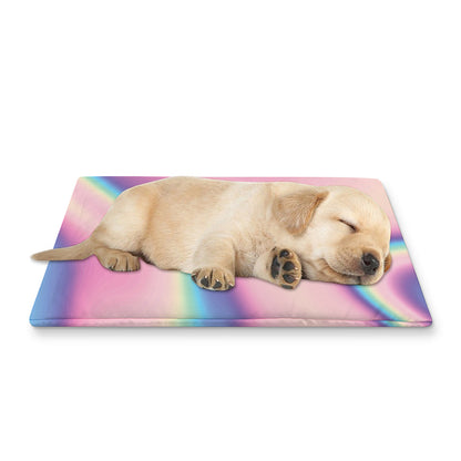 Pink And Teal Holographic Print Pet Cooling Mat Cover