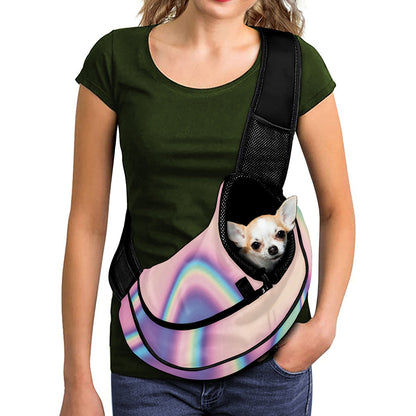Pink And Teal Holographic Print Pet Sling Carrier