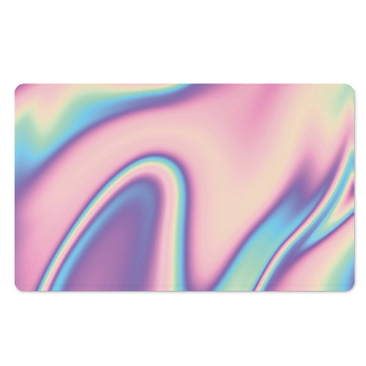 Pink And Teal Holographic Print Polyester Doormat