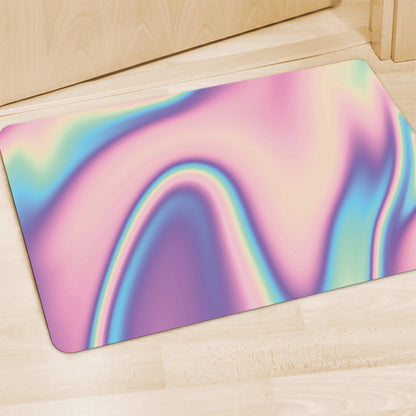 Pink And Teal Holographic Print Polyester Doormat