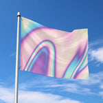 Pink And Teal Holographic Print Polyester Flag